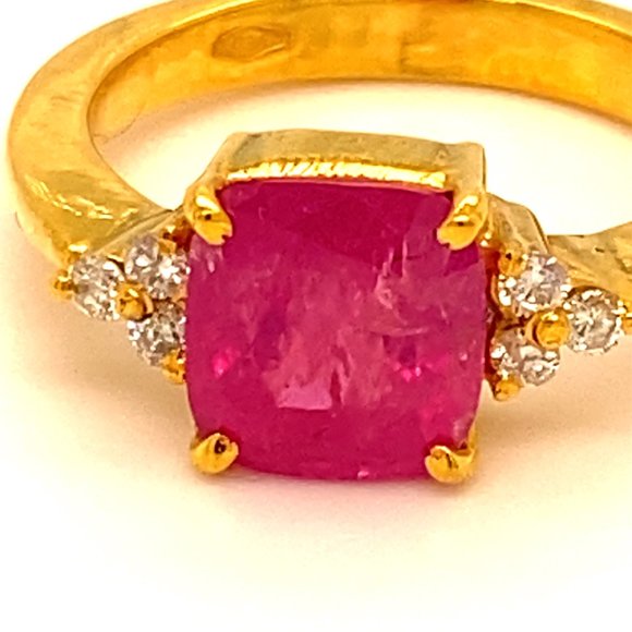 GIA Certified Ruby 3.12ct Diamonds 18K Gold Ring - Picture 7 of 9